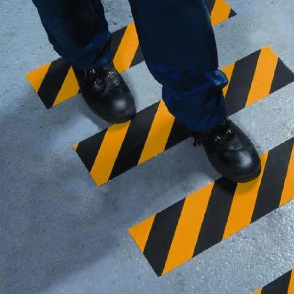 Floor marking tape black-yellow soft PVC adhesive tape warning tape marking tape trade fair industry 33m